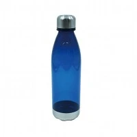 Botiglia d'acqua in plastica trasparente blu da 680ml con coperchio in acciaio inossidabile