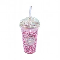 Bicer de plastica da 790ml co covercio de paja e giaso